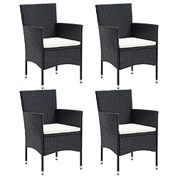 vidaXL Chaises à manger de jardin lot de 4 Résine tressée Noir