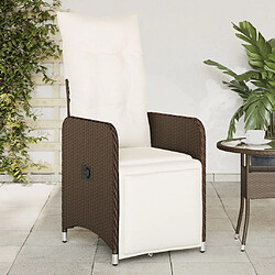 vidaXL Chaise inclinable de jardin avec coussins marron résine tressée