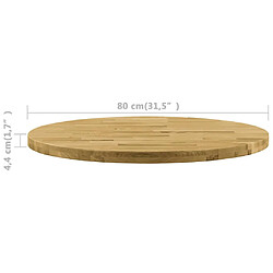 vidaXL Dessus de table Bois de chêne massif Rond 44 mm 800 mm pas cher