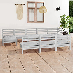 Maison Chic Salon de jardin 10 pcs - Table et chaises d'extérieur - Mobilier/Meubles de jardin Moderne Blanc Bois de pin massif -MN94437