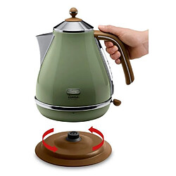 Acheter Bouilloire électrique - Delonghi - Icona Vintage - 2000 W - 1.7 L - Vert Olive et poignée canelle