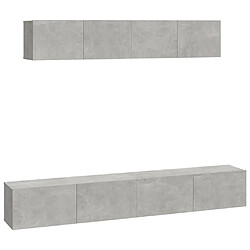 vidaXL Ensemble de meubles TV 4 pcs Gris béton Bois d'ingénierie