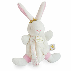 Doudou attache sucette Perlidoudou Lapin étoile rose - Doudou et compagnie