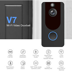 Universal Sonnette vidéo sans fil V7 HD 1080P Surveillance de la maison Anti-vol, faible consommation d'énergie et anti-pluie Smart WIFI Sonnette(Le noir)