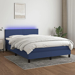 Sommier à lattes LED,Cadre à lattes de lit avec matelas pour Adulte Bleu 140x190 cm Tissu -MN34811