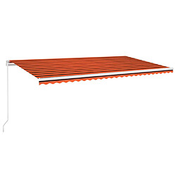 vidaXL Auvent manuel rétractable avec LED 600x300 cm Orange et marron