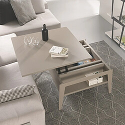 Inside 75 Table basse relevable BRIGHTON 80x70x40/65cm cadre stratifié gris tourterelle pieds métal