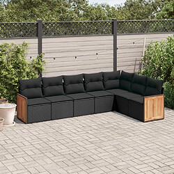 Maison Chic Ensemble Tables et chaises d'extérieur 7pcs avec coussins,Salon de jardin noir résine tressée -GKD847359