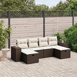 vidaXL Salon de jardin avec coussins 6 pcs marron résine tressée