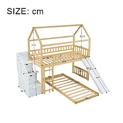 Avis KOMHTOM Lit superposé avec accoudoirs et échelle à angle droit, escalier avec rangement, protection contre les chutes, naturel + blanc (90x200cm)