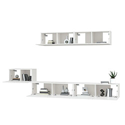 Acheter Maison Chic Ensemble de meubles TV 5 pcs | Banc TV Moderne pour salon | Meuble de Rangement - Blanc Bois d'ingénierie -MN58269