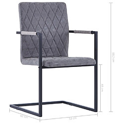 vidaXL Chaises à manger cantilever lot de 2 gris foncé similicuir pas cher