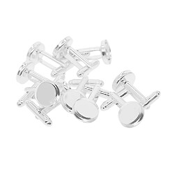 10x 12mm paramètres de lien de manchette vierges bases bouton de manchette formel diy argent clair