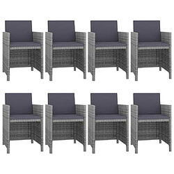 Maison Chic Salon de jardin 9 pcs + coussins - Mobilier/Meubles de jardin - Table et chaises d'extérieur Résine tressée Anthracite -MN43358