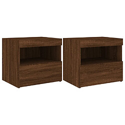 Maison Chic Lot de 2 Tables de chevet à lumières LED - Tables de Nuit chêne marron 50x40x45 cm