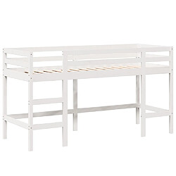 Acheter Vidaxl Lit superposé et échelle et toit blanc 90x200cm bois pin massif