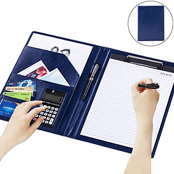 Wewoo Porte-documents en cuir de style professionnel avec bloc-notes et calculatrice A4 de 30 pages (bleu)