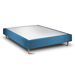 Sommeil de plomb Sommier Tapissier Velours Bleu 140x190 H35cm