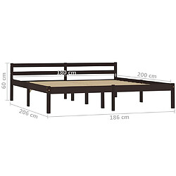 vidaXL Cadre de lit sans matelas marron foncé pin massif 180x200 cm pas cher