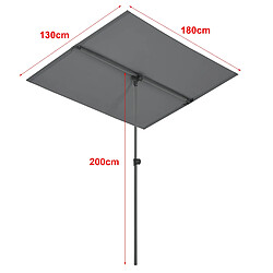 Helloshop26 Parasol inclinable à 360° rectangulaire 180 x 130 cm gris 03_0008046