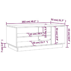 vidaXL Table basse blanc 102x55x43 cm bois d'ingénierie pas cher