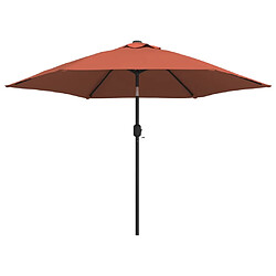 vidaXL Parasol de jardin avec lumières LED et mât en acier terre cuite