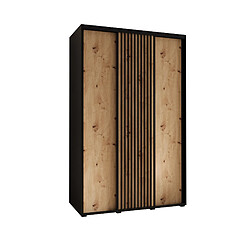 Abiks Meble Armoire LANKO 1 À Portes Coulissantes 235,2/150/45 3 Portes (Noir/Artisan)