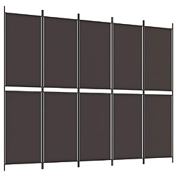 vidaXL Cloison de séparation 5 panneaux Marron 250x200 cm Tissu