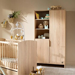 Acheter Chambre bébé trio AZUR - Lit 120x60 + Commode a langer 3 tiroirs + Armoire 2 portes chene doré - SAUTHON