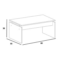 Pegane Table basse salon en bois coloris blanc - Longueur 80 x Profondeur 50 x Hauteur 38 cm