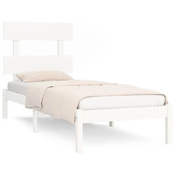 Maison Chic Lit adulte - Lit simple Cadre de lit,Structure du lit Contemporain Blanc Bois massif 90x190 cm Simple -MN33138