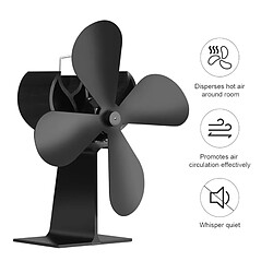 Wewoo XL BLFS-001 Ventilateur de poêle de cheminée ultra silencieux à 4 lames en aluminium (noir)