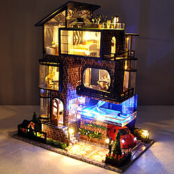 Avis DIY Mini Dollhouse Meubles En Bois Kit, main Grande Maison avec LED Lumière pour Assemblage D'anniversaire Cadeaux pour Enfants Garçons Filles