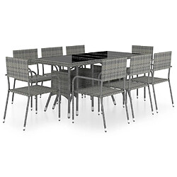 Maison Chic Jeu à dîner de jardin 9 pcs,Mobilier de salle à manger d'extérieur,Meuble à dîner Résine tressée Anthracite et gris -GKD562710