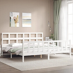 Avis Maison Chic Lit adulte - Cadre Structure de lit avec tête de lit Contemporain blanc 200x200 cm bois massif -MN43002