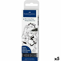 Ensemble de Marqueurs Faber-Castell Pitt Artist Coffret Bande dessinée, dessin et manga Noir 5 Unités