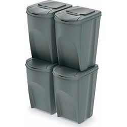 Prosperplast Sortibox Poubelle de tri Poubelle, Plastique, gris, 4x35L