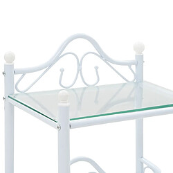 Maison Chic Table de chevet,Table de nuit,Table d'appoint pour salon Acier et verre trempé 45 x 30,5 x 60 cm Blanc -MN26237 pas cher