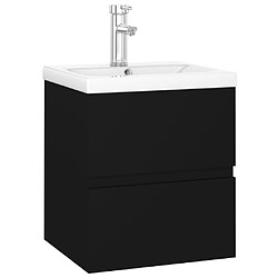 vidaXL Armoire d'évier avec lavabo intégré noir bois d'ingénierie