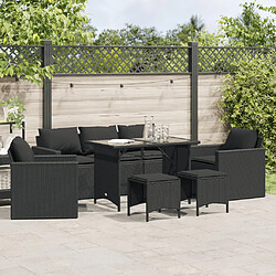 vidaXL Salon de jardin 6 pcs avec coussins noir résine tressée