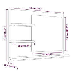 vidaXL Miroir de bain Chêne fumé 60x10,5x45 cm Bois d'ingénierie pas cher