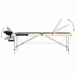 Avis vidaXL Table de massage pliable 3 zones Aluminium Noir et beige