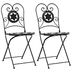 vidaXL Chaises de bistro pliables lot de 2 noir et blanc céramique