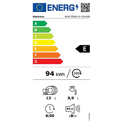 Lave-vaisselle 60cm 13c 44db e intégrable avec bandeau noir - KEAC7200IK - ELECTROLUX