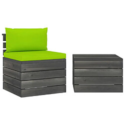 Maison Chic Salon palette de jardin 2 pcs avec coussins,Table et Chaises d'extérieur,Mobilier de jardin Bois de pin massif -MN29539