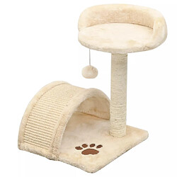 Helloshop26 Arbre à chat griffoir grattoir niche jouet animaux peluché en sisal 40 cm beige et marron 3702255