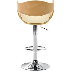 Decoshop26 Tabouret de bar x1 design scandinave en PVC crème et structure en bois clair 10_0005041