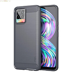 Mofi Coque en TPU Revêtement en fibre de carbone brossé gris pour votre Realme 8 Pro/8