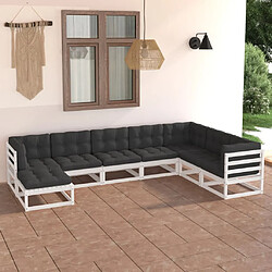 Maison Chic Salon de jardin 8 pcs + coussins - Mobilier/Meubles de jardin - Table et chaises d'extérieur Bois de pin massif -MN11496