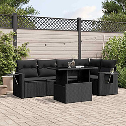 vidaXL Salon de jardin 6 pcs avec coussins noir résine tressée